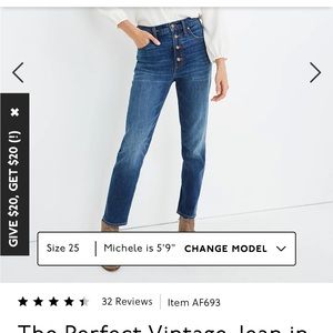 SOLD Madewell The Perfect Vintage Cropped Jeans